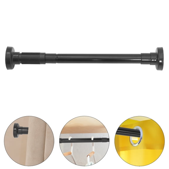 FESTFENDS Black Telescopic Clothes Rod, No Drill Smooth Adjustable Curtain Pole for Laundry Drying and Closet Hanging