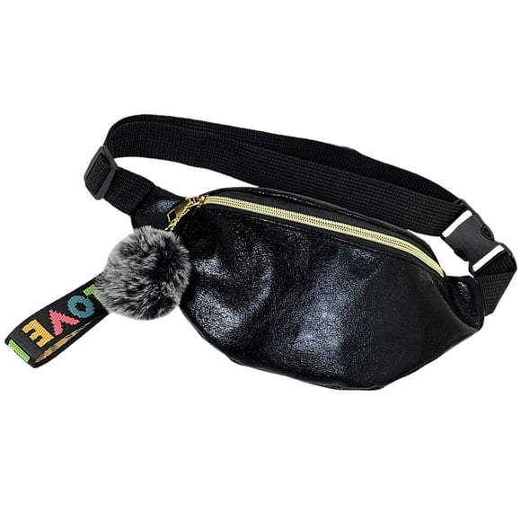Sports Waist Bag Fanny Pack Black Holographic Shiny for Running and Hiking 1Set 10.6*5.1*1.2in