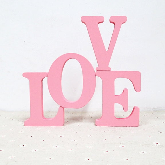 FESTFENDS Valentines Day Wood Signs Home Tabletop Sign Pink 1Set