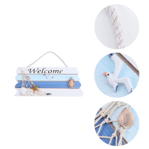 FESTFENDS Welcome On Board Sign Wood 1Pack Blue Rectangular For Cafe 11.8x4.7x0.4in