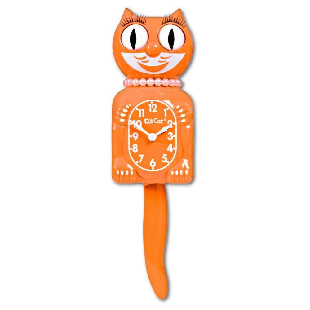 FESTIVAL ORANGE LADY KIT CAT CLOCK 15.5" KitCat Klock NEW Free Battery