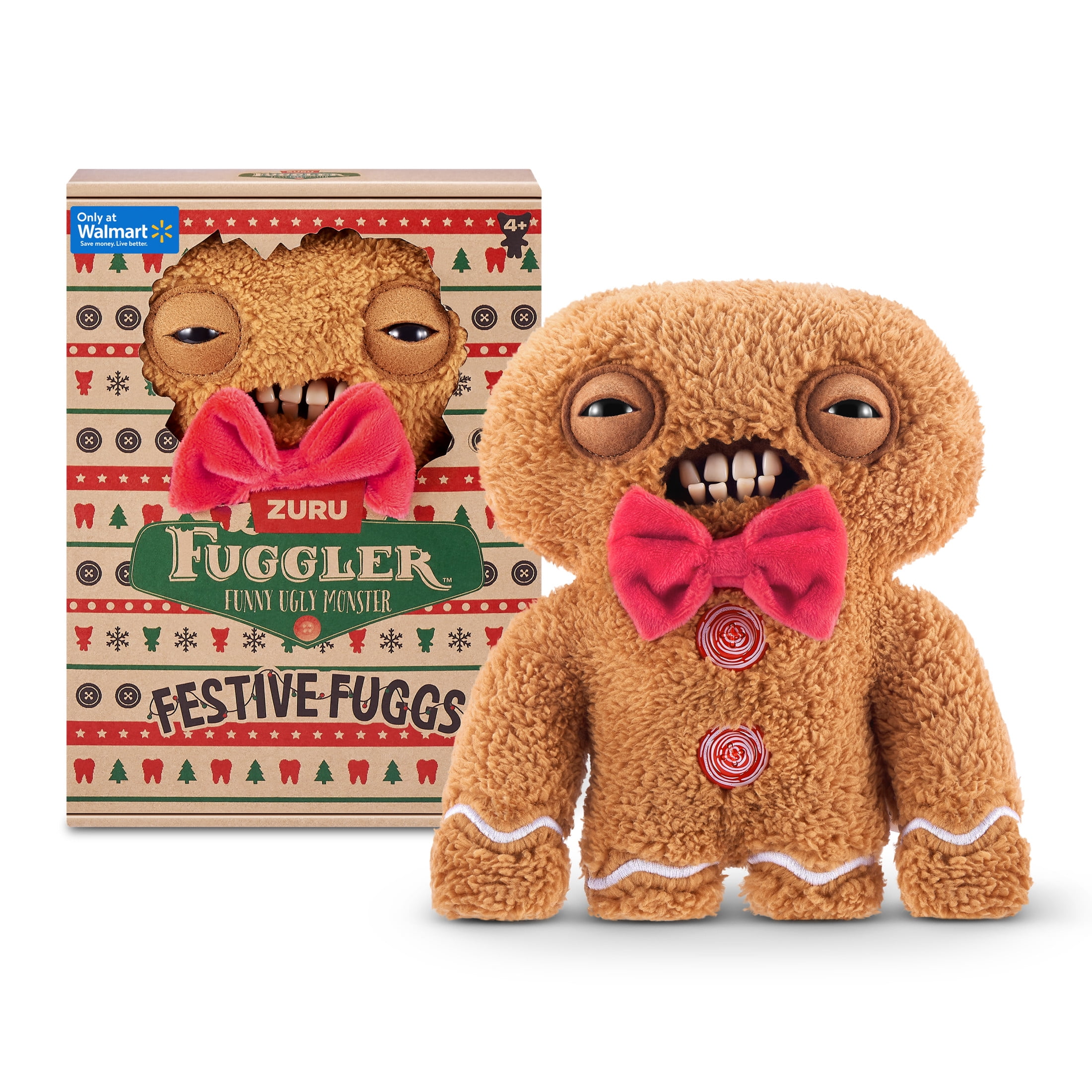 Fuggler Festive Fuggs 9 inch (Gingerbread) Soft Plush, Ugly Monster Stuffed Animal Toy by ZURU