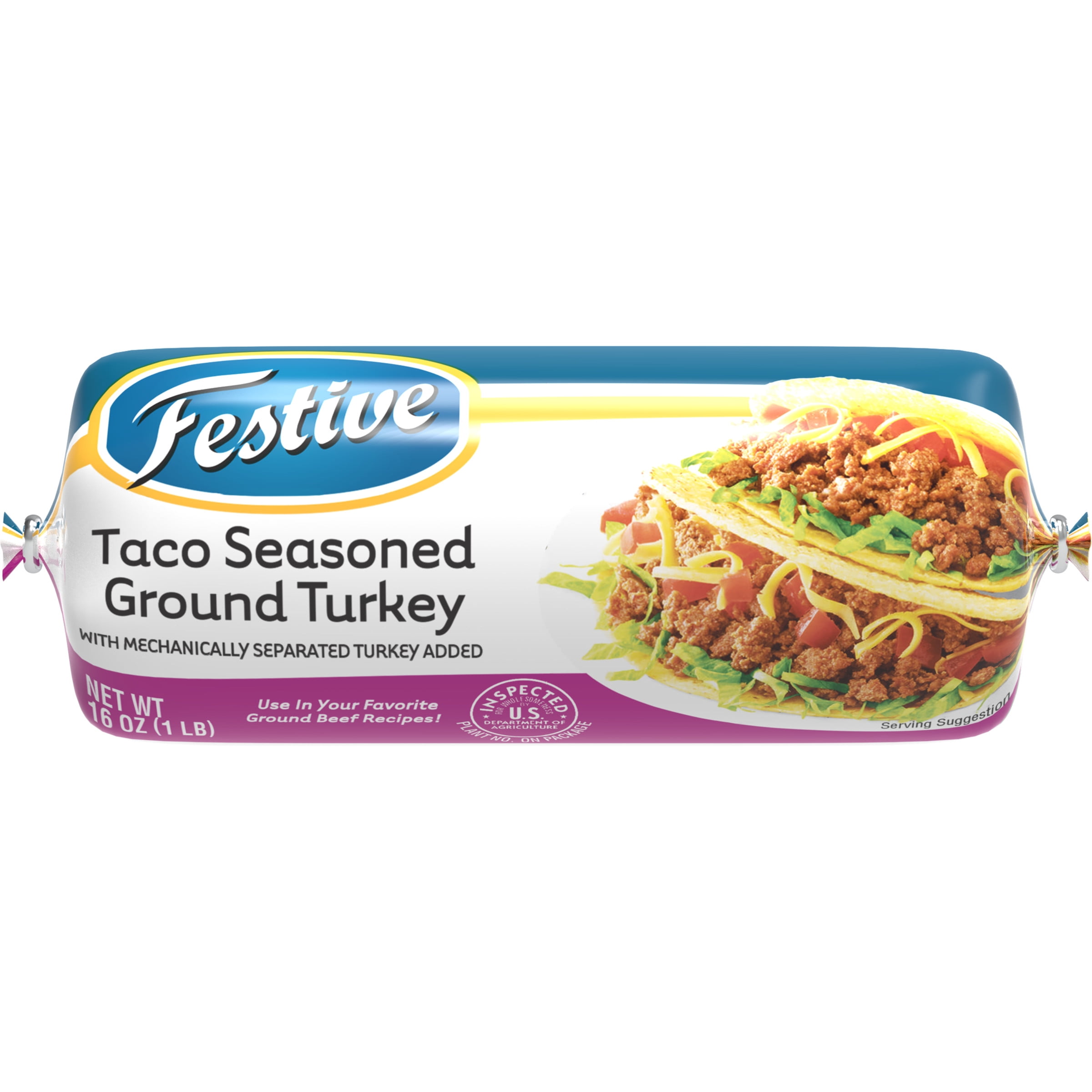 FESTIVE Taco Seasoned Ground Turkey Frozen 1 Lb Plastic Roll steak-tacos-cooking-classy