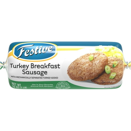 FESTIVE Turkey Breakfast Sausage, Frozen, 1 lb Roll