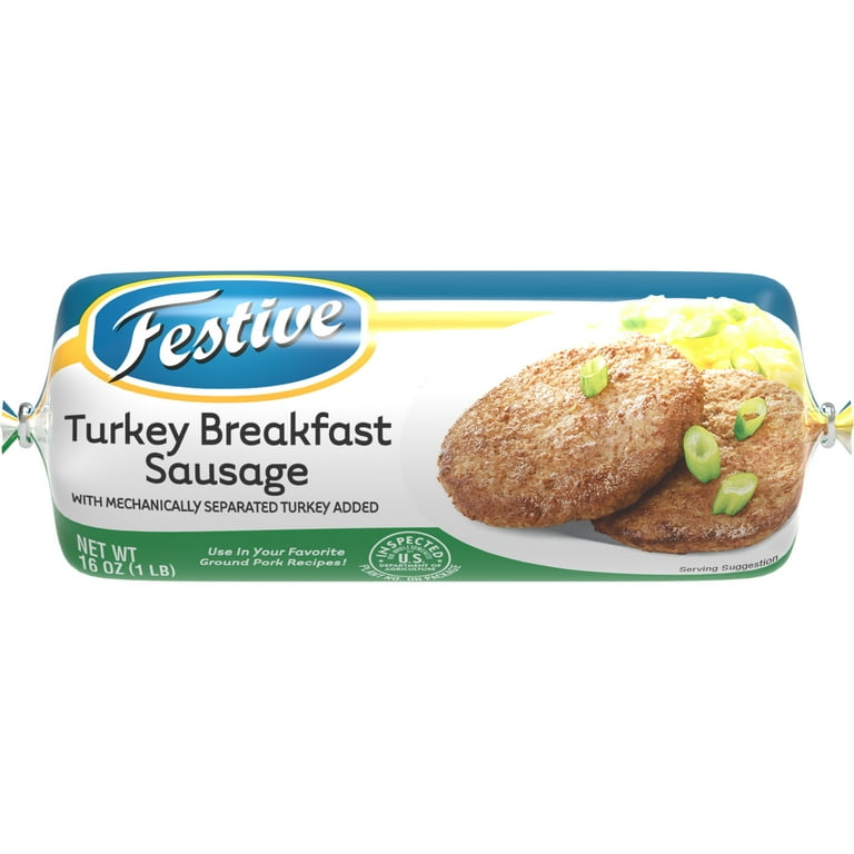 FESTIVE Turkey Breakfast Sausage, Frozen, lb Roll
