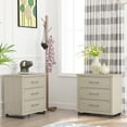 thumbnail image 1 of FESTIVO 3-Drawer Nightstand with Elevated Metal Legs, Set of 2 Beige, 1 of 5