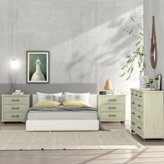 FESTIVO 3-Piece Bedroom Set - 2 Nightstand & 1 Double Dresser - Antique White