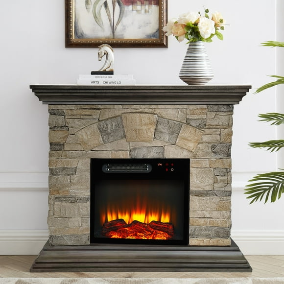Faux Stone Fireplace