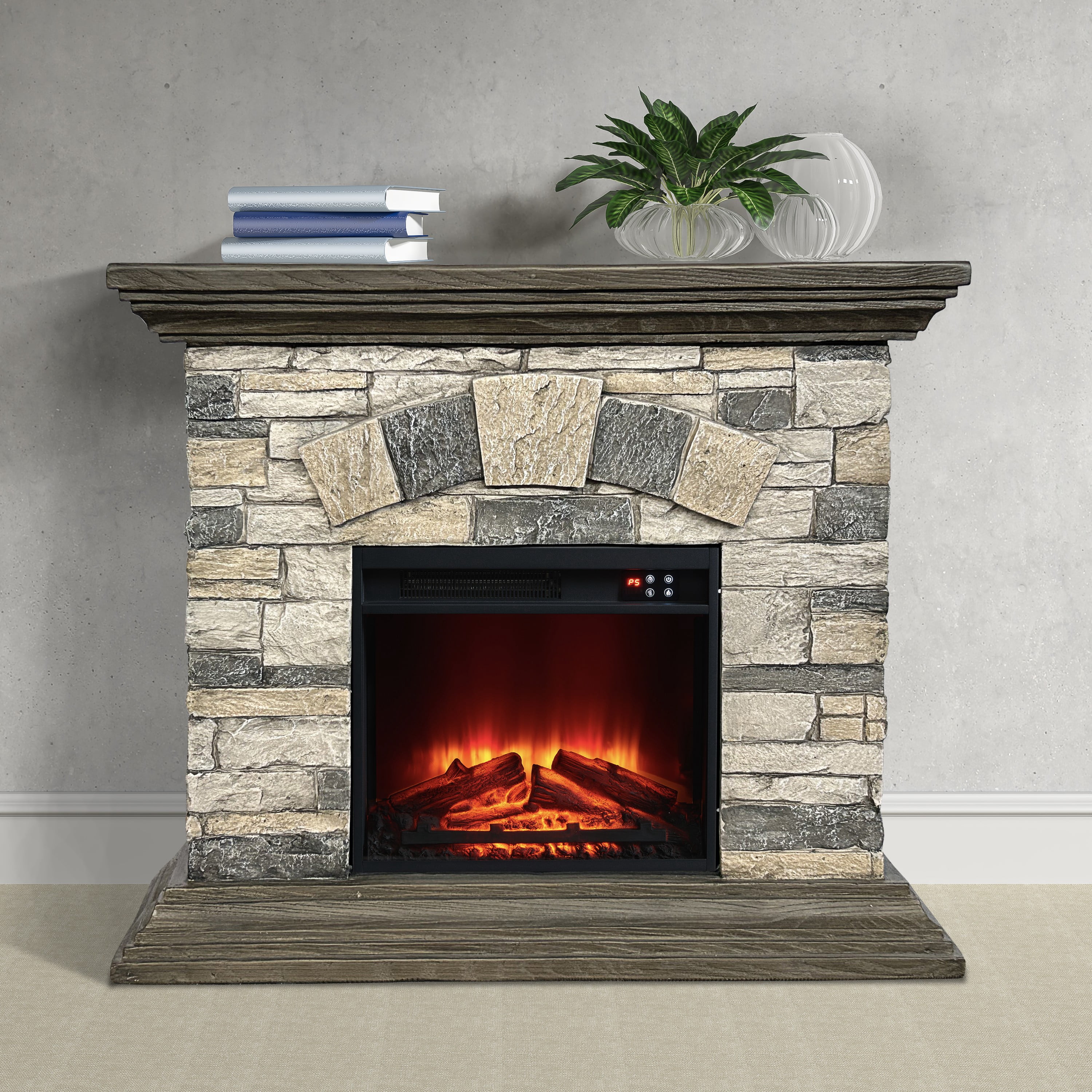 FESTIVO 40 in. Faux Stone Freestanding Electric Fireplace - 40" in