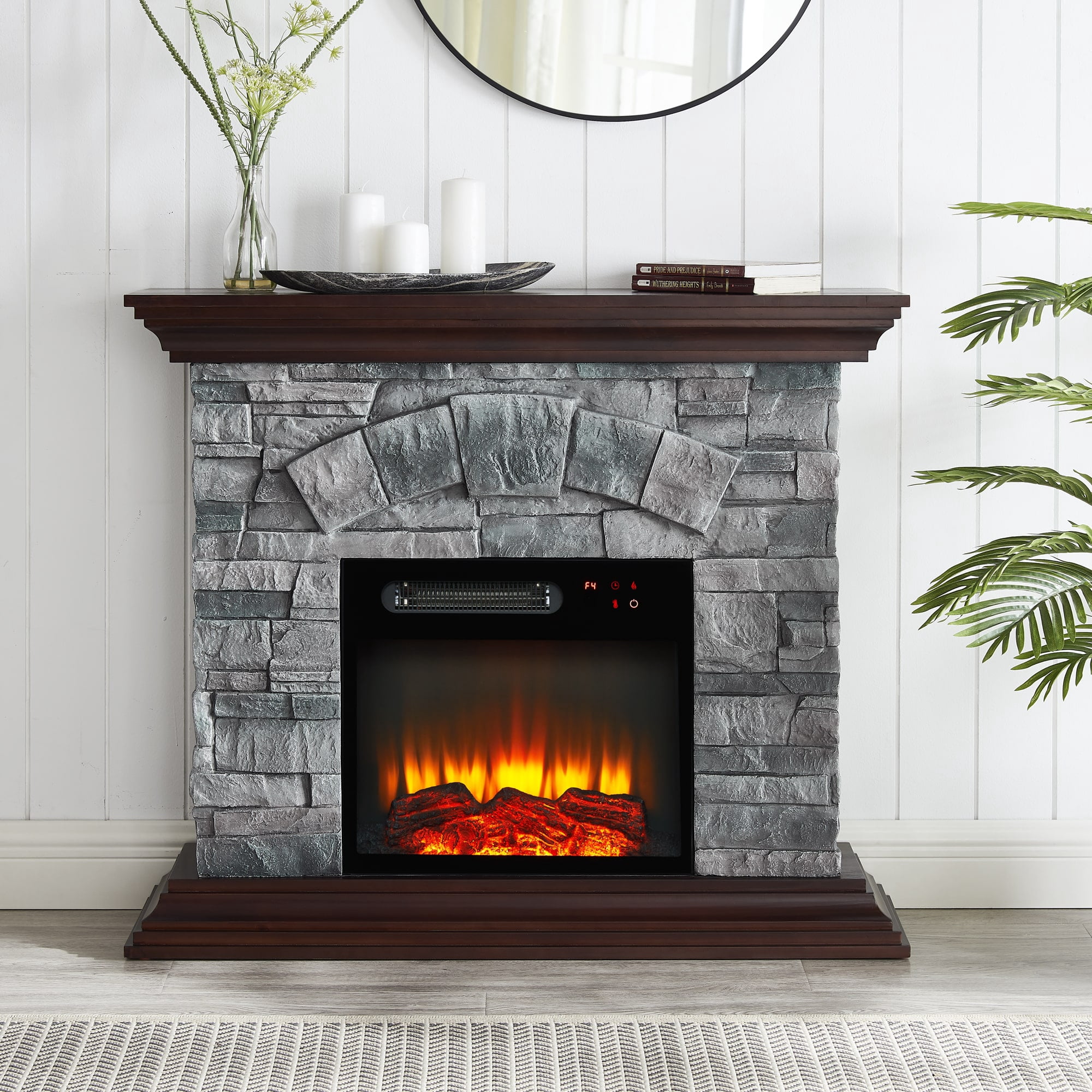 FESTIVO 40 in. Freestanding Electric Fireplace in Gray - Walmart.com