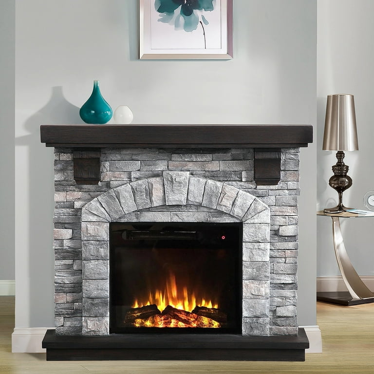 FESTIVO 45 in. Freestanding Electric Fireplace in Gray - Walmart.com