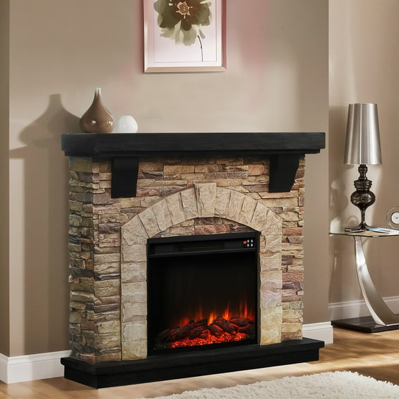 FESTIVO 45 in. Freestanding Electric Fireplace in Tan
