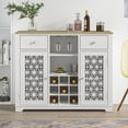 thumbnail image 1 of FESTIVO 47" Stylish Wine Cabinet with Metal Wine Glass Rack - White, 1 of 10