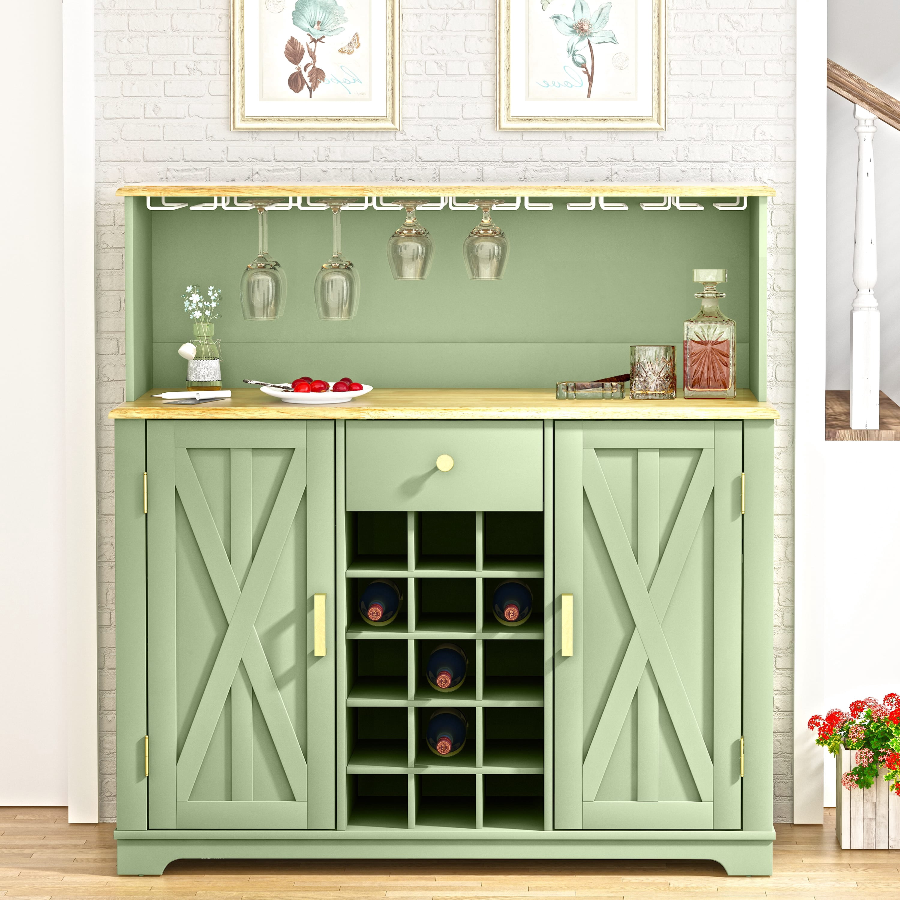 Wine Rack Cabinet Green