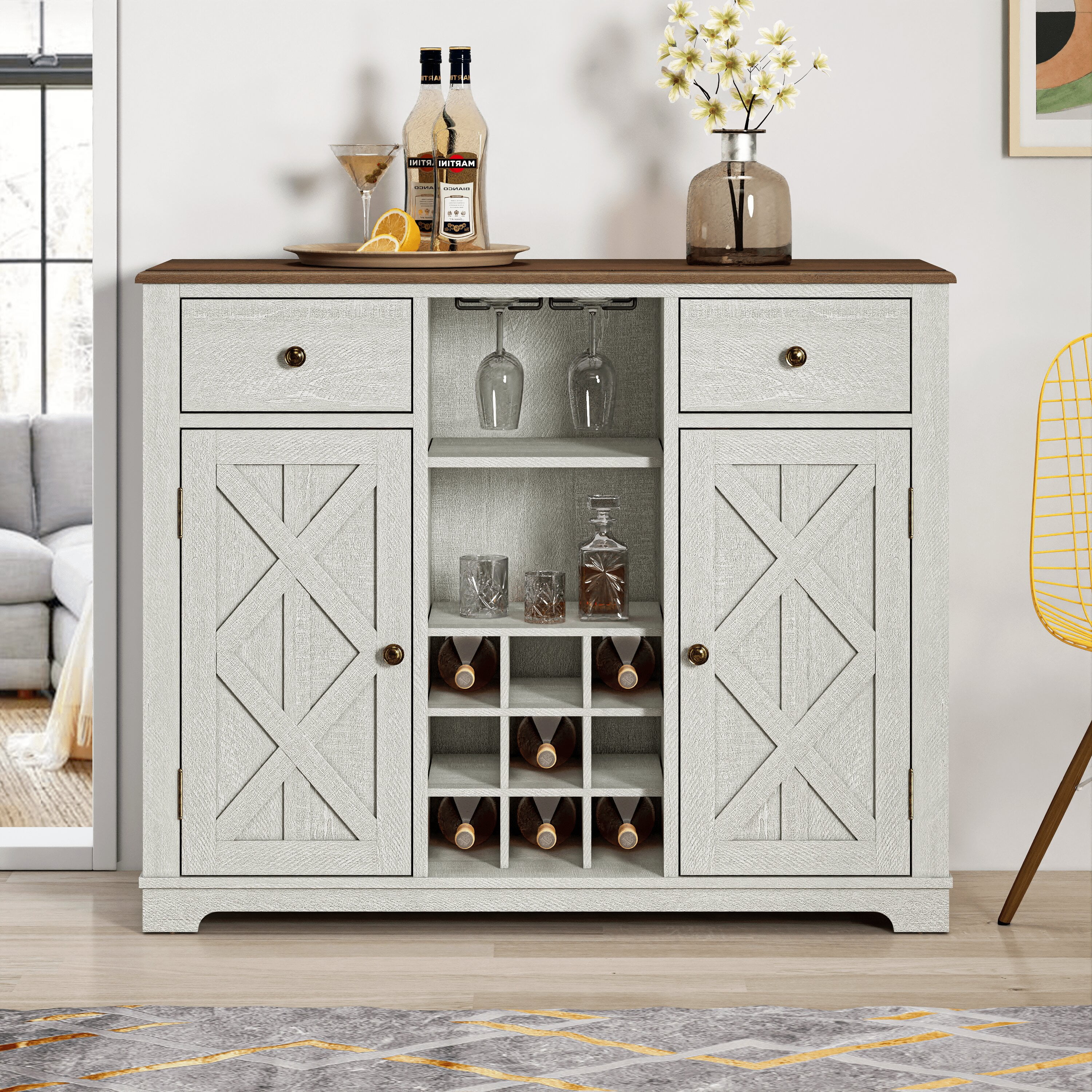 White wood on sale bar cabinet