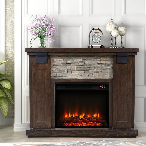FESTIVO 48" Freestanding Electric Fireplace with Mantel - Brown