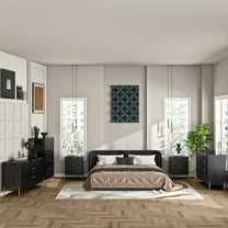 FESTIVO 5 Piece Bedroom Set - 2 of Nightstand, 2 of Dresser, 1 of Chest - Black