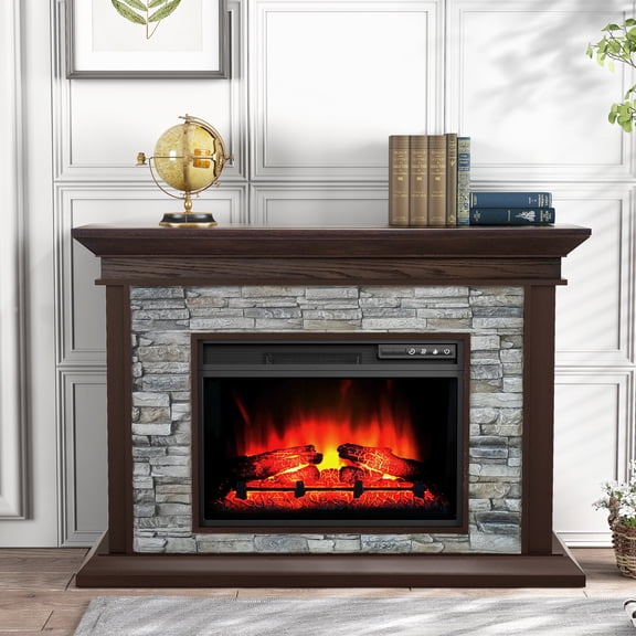 FESTIVO 50" Freestanding Electric Fireplace - No Assembly Required - Dark Brown