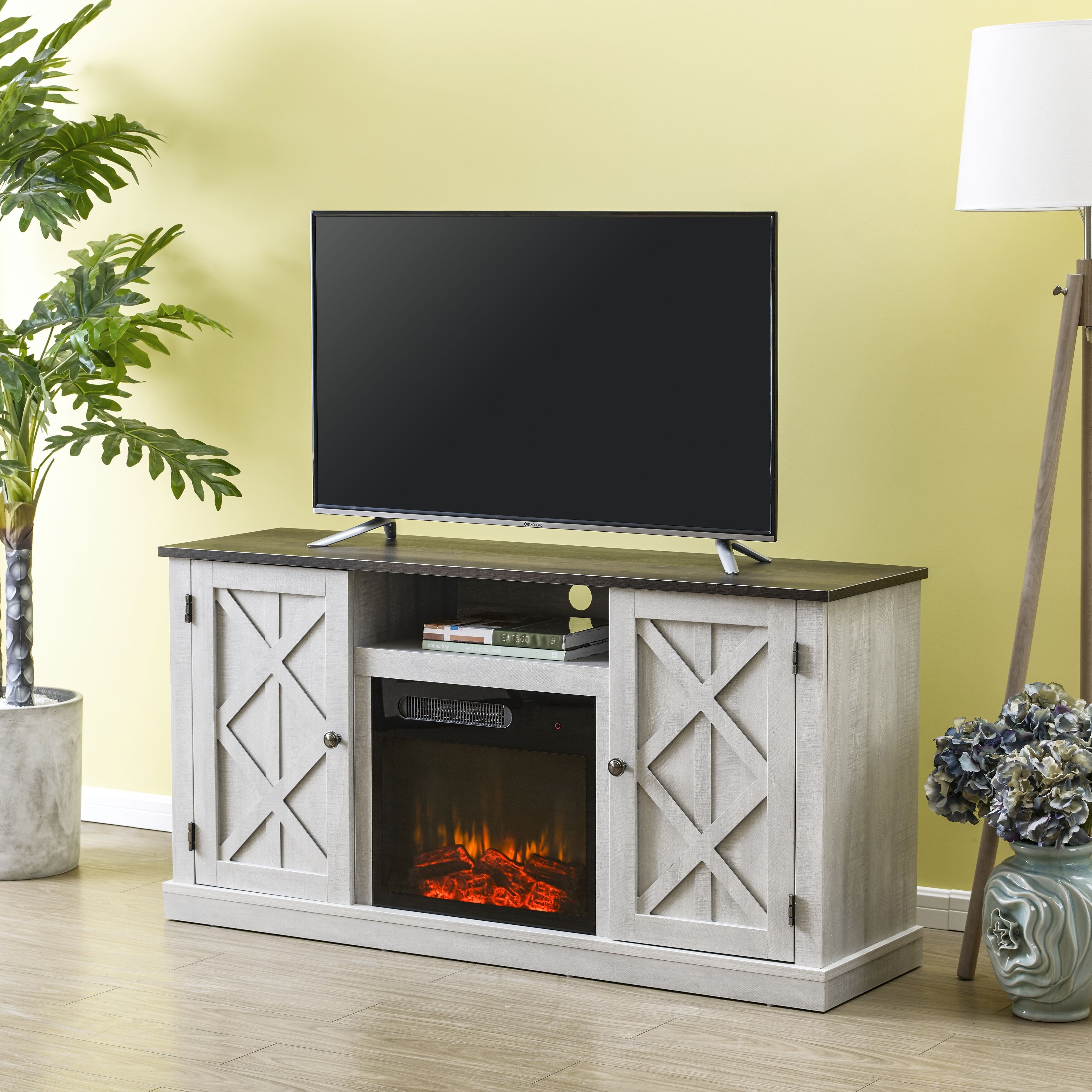 FESTIVO 54 in. TV Stand Console for TVs up to 60 in. with Electric ...