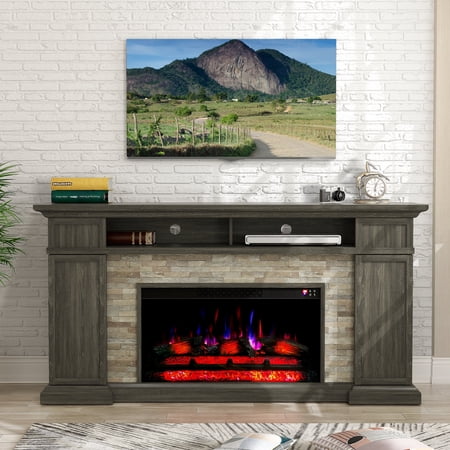 FESTIVO 70" Extra-Wide Freestanding Electric Fireplace - Dark Brown