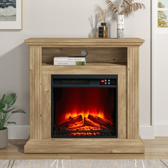 FESTIVO Cozy 32" Freestanding Electric Fireplace - Tuscan Walnut