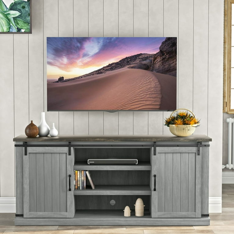 FESTIVO 68"" Farmhouse TV Stand, Grey, Suitable for 65""-70"" TVs