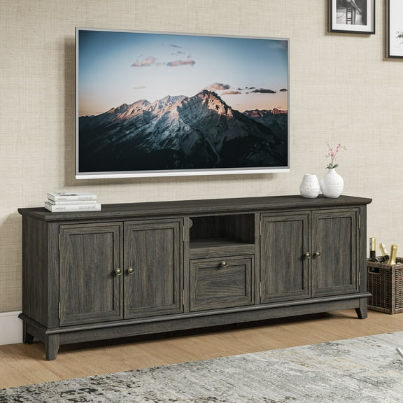 FESTIVO Rustic 72-Inch TV Stand with Adjustable Shelves, Hidden Storage - 72" in Width Dark Brown