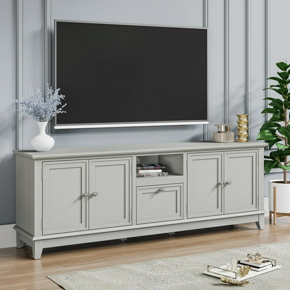 FESTIVO Rustic 72-Inch TV Stand with Adjustable Shelves, Hidden Storage - 72" in Width Light Grey