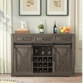 thumbnail image 1 of FESTIVO Wine Bar Cabinet w/Sliding Barn Door, 60" Kitchen Coffee Bar Cabinet w/Wine & Glass Rack, Storage Shelves, 3 Drawers, Rustic Large Buffet Sideboard for Dining Room, Brown Color, 1 of 7