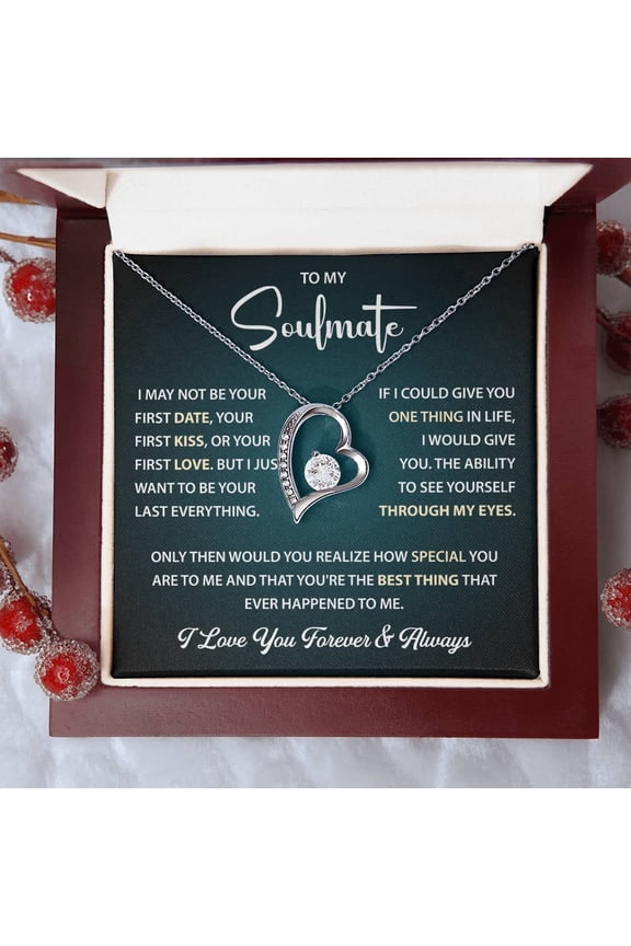 To My Beautiful Girlfriend Gifts, Birthday Anniversary Necklace With Message Card Gift Box (Luxury Box, First Kiss)