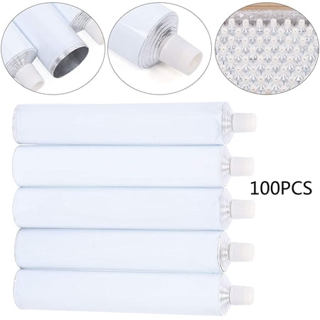 FETCOI 100PCS 100ml Aluminum Metal Empty Toothpaste Tubes Recyclable Environmentally