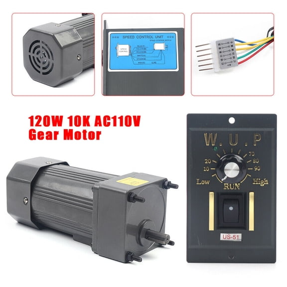 FETCOI 110V 120W AC Gear Motor Electric Variable Speed Controller Rated Speed 0-135RPM