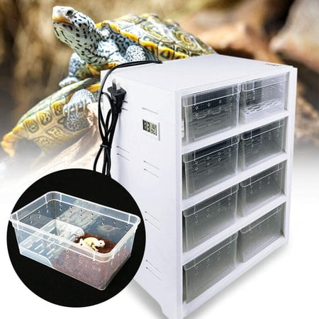 FETCOI 110V Acrylic Feeding Box Reptile Tank Cage Pet 8 breeding box +heating pad (White)