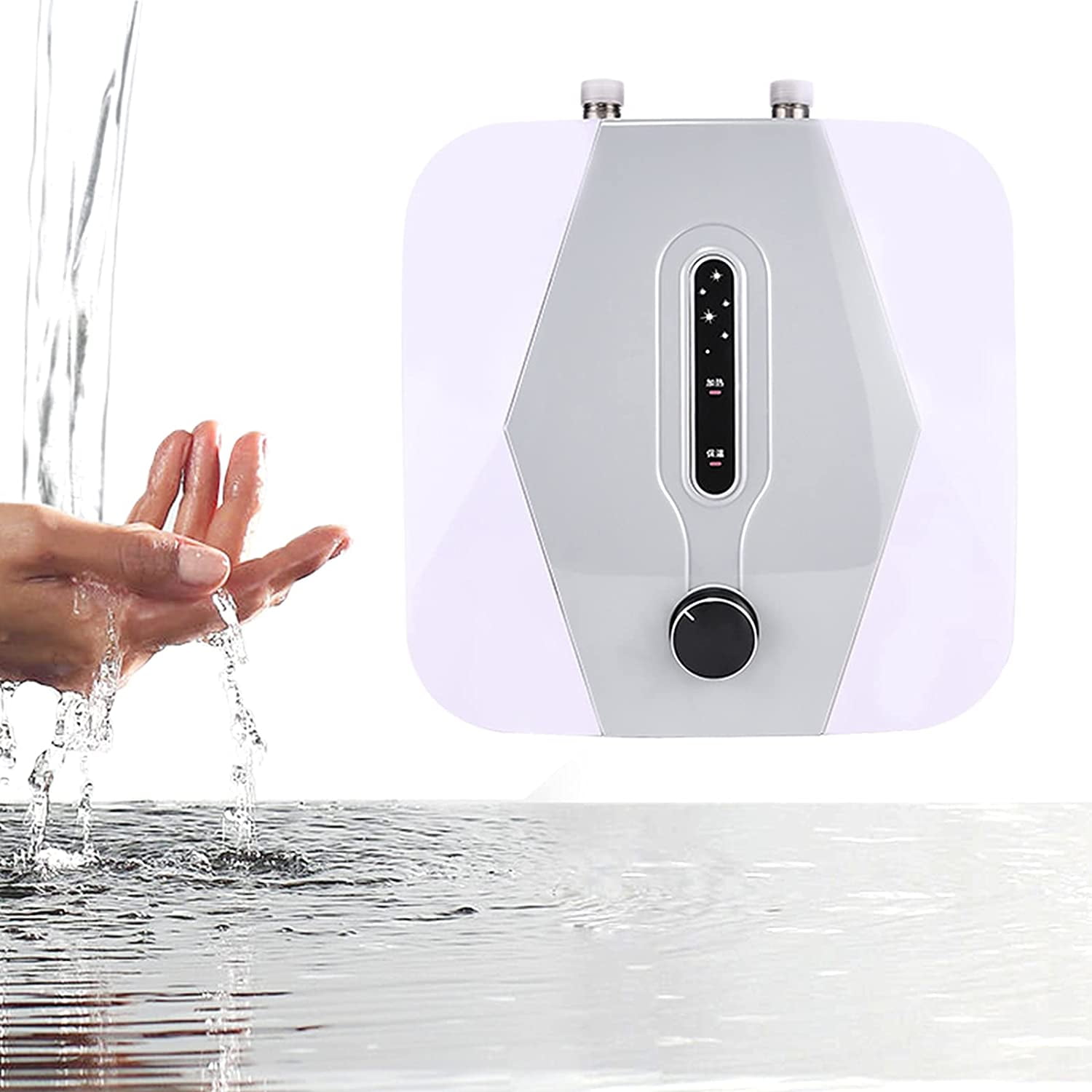 FETCOI 110V Electric Water Heater Bathroom Kitchen Instant Hot 1500W Hot Water Tankless (Gray)