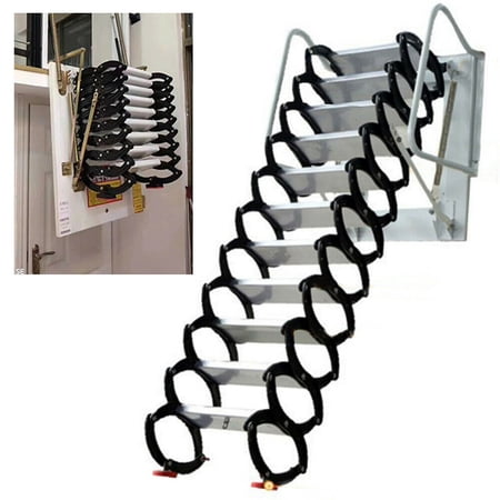 FETCOI 12-Step Wall Mount Ceiling Ladder Attic Folding Pulldown Loft Wall Ladder Stair