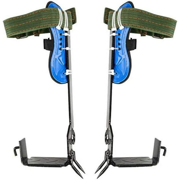 FETCOI 2 Gears Tree Climbing Spike Kit Safety Adjustable Belt Lanyard Rope Rescue Belts (Blue)