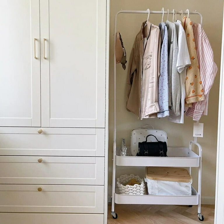 FETCOI 2-Tiers Clothes Rack Freestanding Clothing Garment Rack