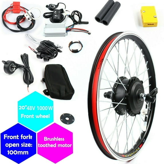FETCOI 20" Front/Rear Wheel Hub Electric Bike Conversion Kit, 36V 250W/48V 1000W E-Bike Powerful Hub Motor Kit with SW-810LED Display Waterproof Wire Front/Rear Wheel Hub Assembly Motor Kit