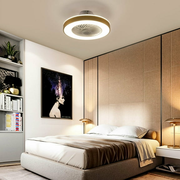 FETCOI 20" Modern Ceiling Fan Light Dimmable LED Chandelier Lamp w/ Remote+5 Blades