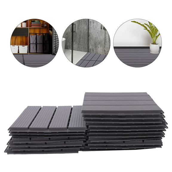 FETCOI 22Pcs Interlocking Deck Tiles 12x12" Wood Flooring Pavers Tiles Outdoor Flooring DIY Creation Patio Decking Tiles for Balcony Porch Deck Poolside Backyard Lawn