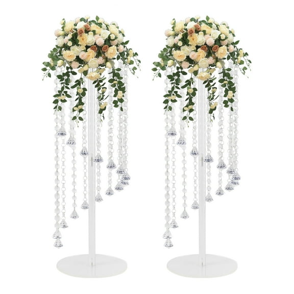 FETCOI 2PCS Acrylic Flower Vase Column Flower Stand Flower For Wedding Decoration (23.6"/60cm)