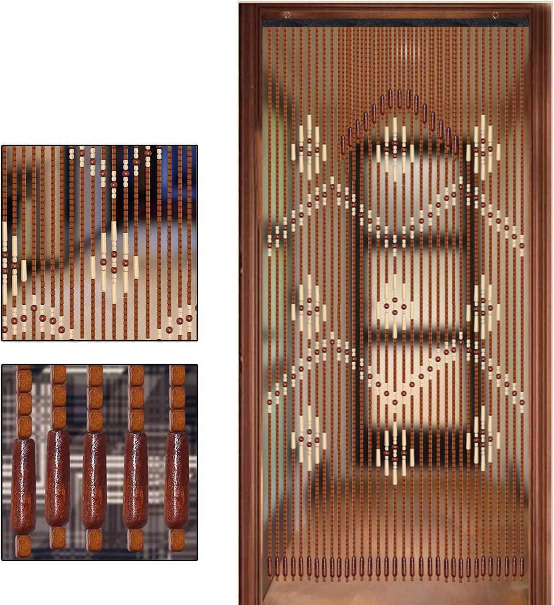 FETCOI 31" Wooden Beads String Curtain Door Room Blind Screen Window Line Divider