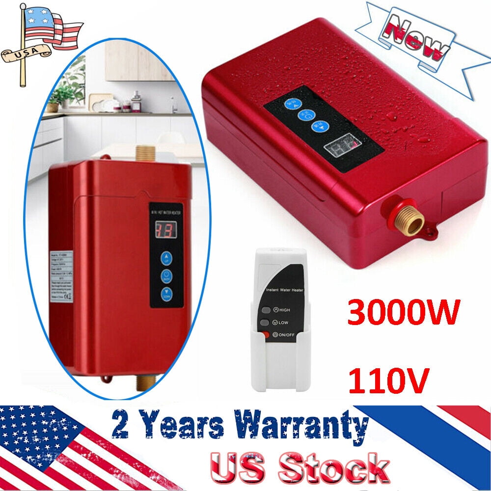 FETCOI 3KW Electric Tankless Water Heater Shower Instant Boiler Bathroom Kitchen 28-55℃