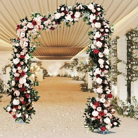 FETCOI 3x3m Decorative Wedding Arch Backdrop Stand w/Bases Metal Wedding Archway Iron Frame White Photo Booth Background Arch Stand for Ceremony Reception Party Events Garden Outdoor Ceremony Decor