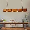 thumbnail image 1 of FETCOI 4 Lights Retro LED Ceiling Light Solid Wood Industrial Style Chandelier Rectangular Lighting Fixture, 1 of 7