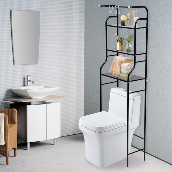 FETCOI 4-Tier Toilet Storage Rack Metal Shelf Bathroom Organizer Holder Freestanding