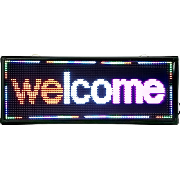 FETCOI 40x15" LED Sign High Brightness Programmable Scrolling Message Display Board (Red White Pink)