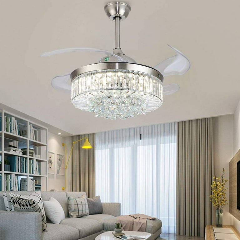 Silver 3 Blade Ceiling Fan with LED Lamp & Remote Control 42Inch – Living  and Home