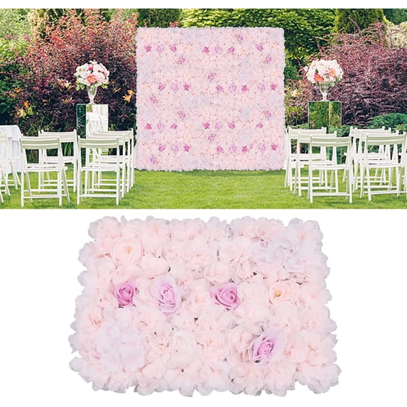 FETCOI 4pcs Artificial Roses Flower Wall Panels, 24 x 16 Inches 3D Peony Roses Flower Wall Panel Silk Flowers Suitable for Wedding Party Backdrop Wall Decoration