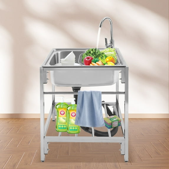 FETCOI 50/60/68cm Kitchen Sink Country Farmhouse Stainless Steel Single Bowl Apron Sink